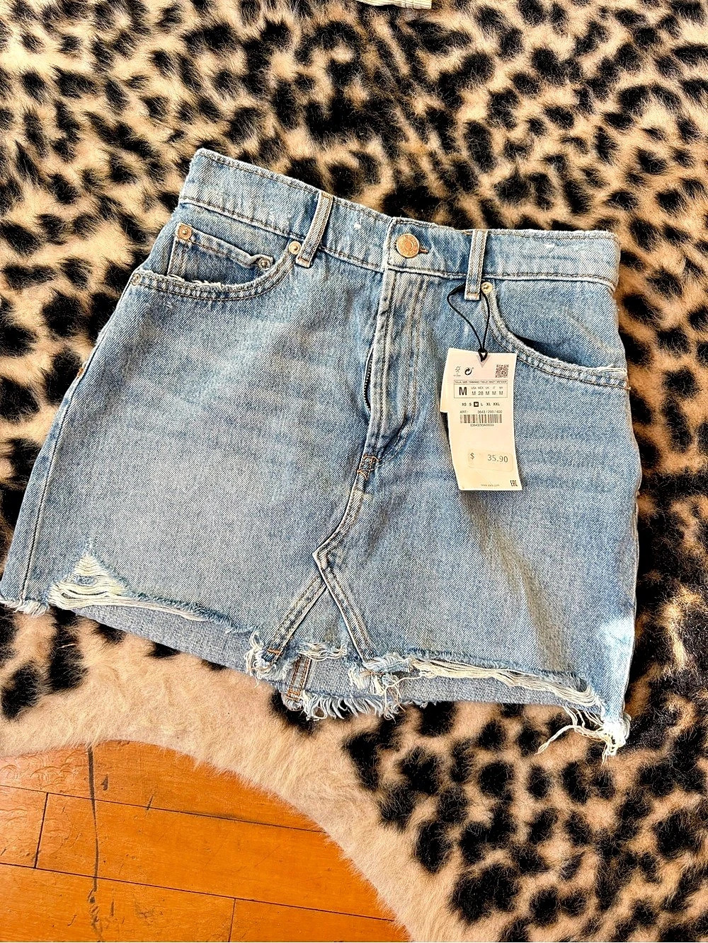 Zara TRF Denim Mini Skirt in Blue Size Medium